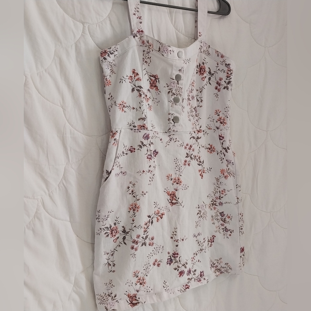 NoBo No Boundaries Juniors (Girls) 11-13 Large Floral White Demin Summer Dress - Picture 2 of 13